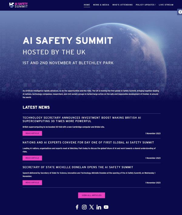 AI Safety Summit home page