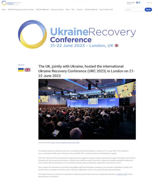 Ukraine Recovery Conference home page