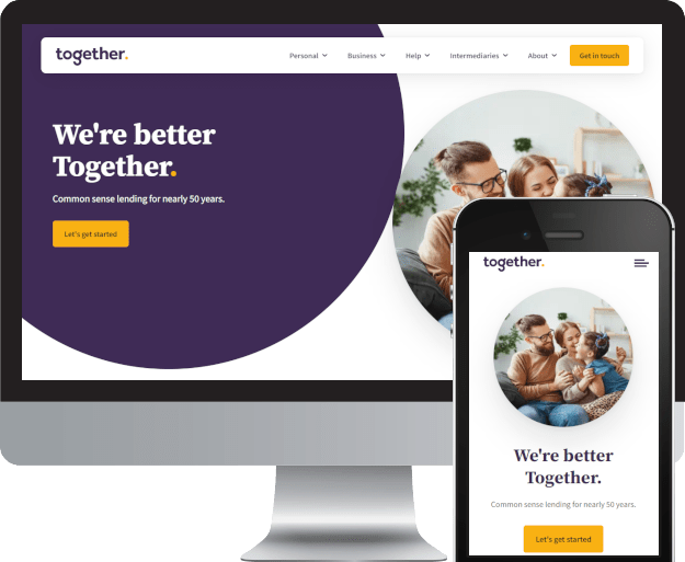 Together Money project preview, showing desktop and mobile