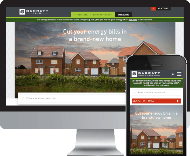 Barratt Homes project preview, showing desktop and mobile