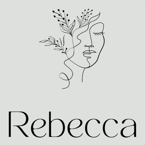 Image of a face and plants with name Rebecca shown